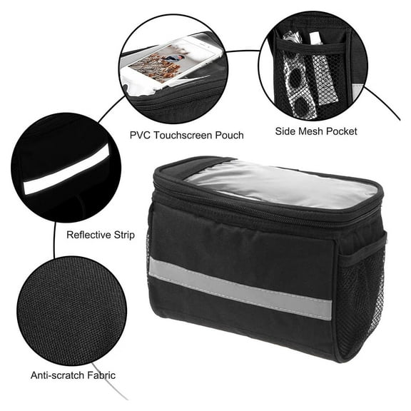 Bike Baskets Bag with Reflective Stripe Bicycle Handlebar Bag Bike Frame Bag Bicycle Triangle Bag Bike Front Tube Bag Bike Pannier Bag