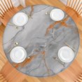 thumbnail image 2 of Gray Marble Orange Line Pattern Round Fitted Tablecloth with Elastic Edge,Dining Table Cover Waterproof,Outdoor Round Tablecloth for Camping,Dining,Indoor and Outdoor, 2 of 7