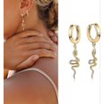 thumbnail image 3 of Aros Colgantes de Oro Yashi para Mujer Estilo Bohemio con Forma de Serpiente Rellenos de Oro de 14K, 3 of 5