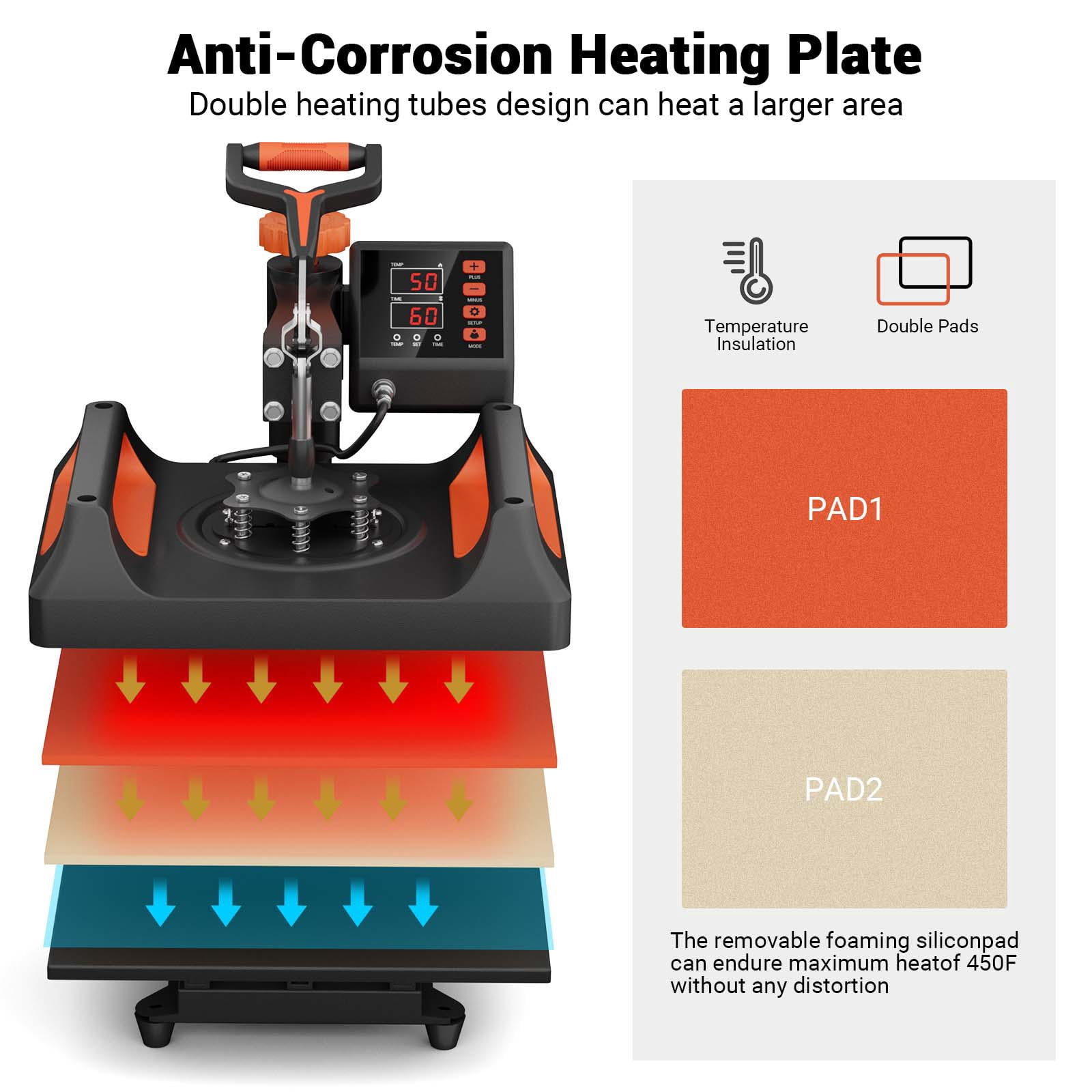 11 in 1 Heat Press, 12 x 15 Inch, Multifunctional Clamshell Printer, Digital Dual-Tube Heat Press Transfer Machine, Swing Away Sublimation Machine for T-Shirt Hat Cap Mug Plate Pen Shoes, Black
