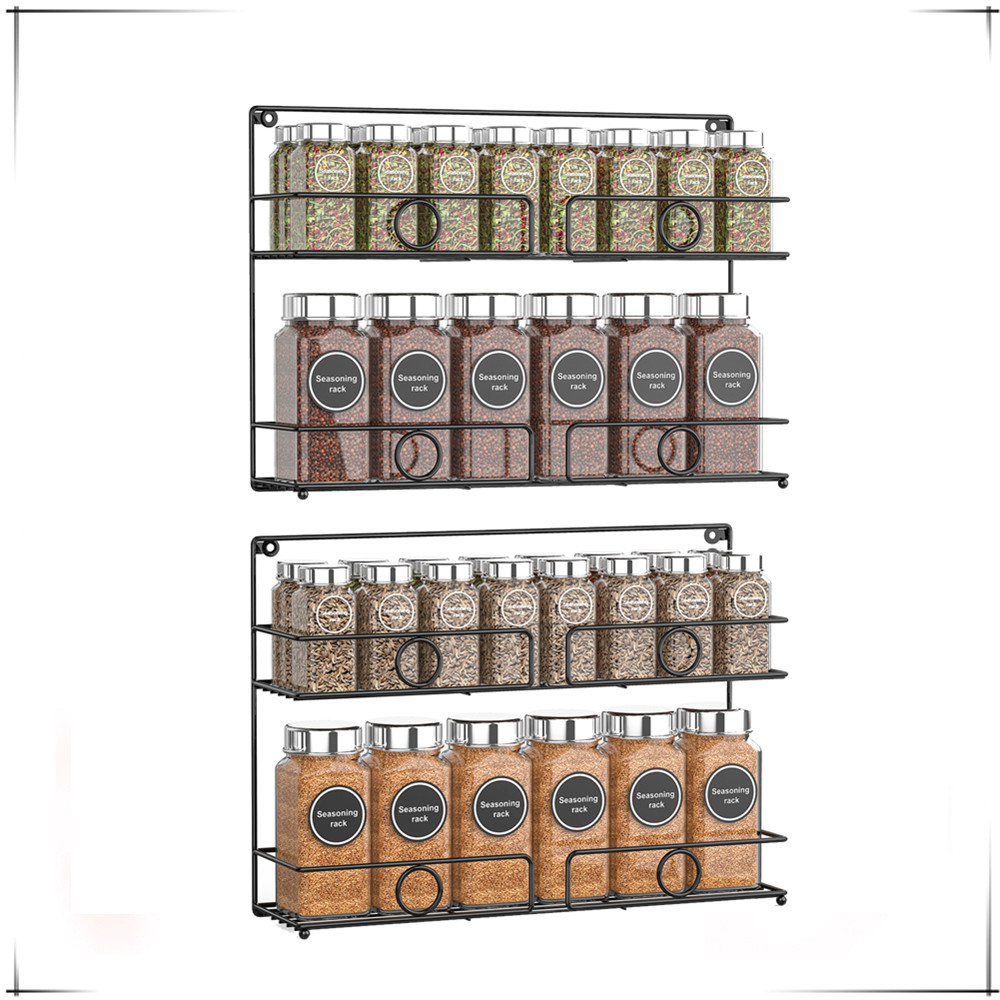 Auledio 2 Pack 2 Tier Metal Spice Rack WallMount or Freestanding Spice