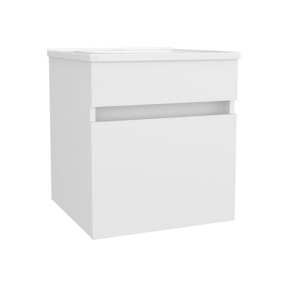 Fm Furniture Belle Bathroom Floating Vanity with Sink, 1 Door, White