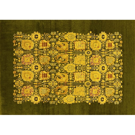 Ahgly Company Indoor Rectangle Oriental Yellow Industrial Area Rugs, 6' x 9'