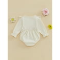 thumbnail image 6 of Baby Toddler Girls Spring Autumn Romper 3 6 12 18 Months Long Sleeve Round Neck Solid Color Button Jumpsuit, 6 of 9