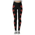 thumbnail image 3 of Fsqjgq Valentine's Day Leggings for Women Fashion Plaid Love Heart Printed Yoga Pants Stretchy Tights Running Workout Leggings S, 3 of 4