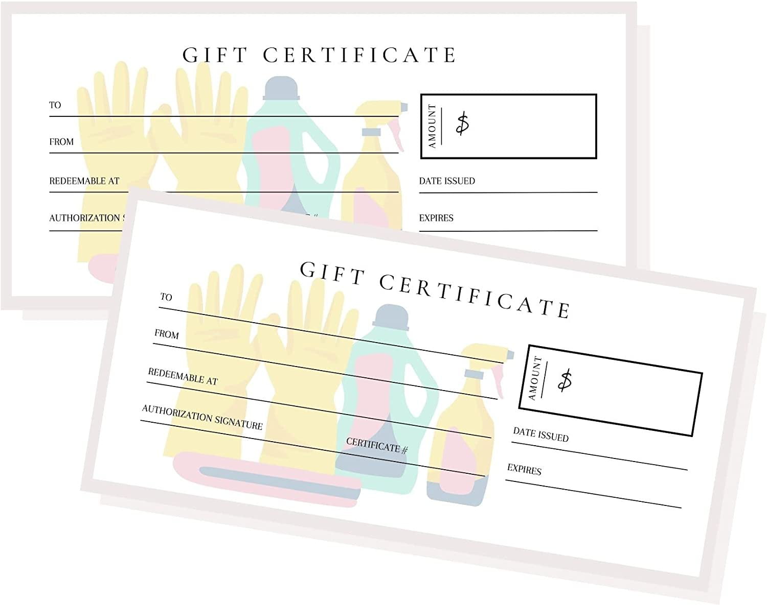 Blank Gift Certificates 30 Pack Cleaning Service House Cleaner Supplies