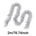 thumbnail image 2 of Christmas Garland, Silver Tinsel Garland, Christmas Tree Decorations, Non-Lit Xmas Holiday Decor Outdoor Indoor Home Garden Outside Wedding Party Artificial Thick Silver Decorative Garland, 6.6 Ft, 2 of 2