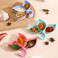 thumbnail image 4 of Sunjoy Tech 2Pcs Dipping Dish 3 Compartments Leaf Shape Food Grade Salad Dressing Anise Chili Powder Seasoning Sauce Garbage Tray Plate Holder Kitchen Supplies, 4 of 7
