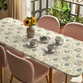 thumbnail image 3 of Yellow Flower Pattern Table Cloths for 8 Foot Rectangle Tables, Vintage Botanical Floral Simple Yellow Patio Waterproof Elastic Fitted Tablecloths, Washable Rectangular Table Cover for Camping, 3 of 8