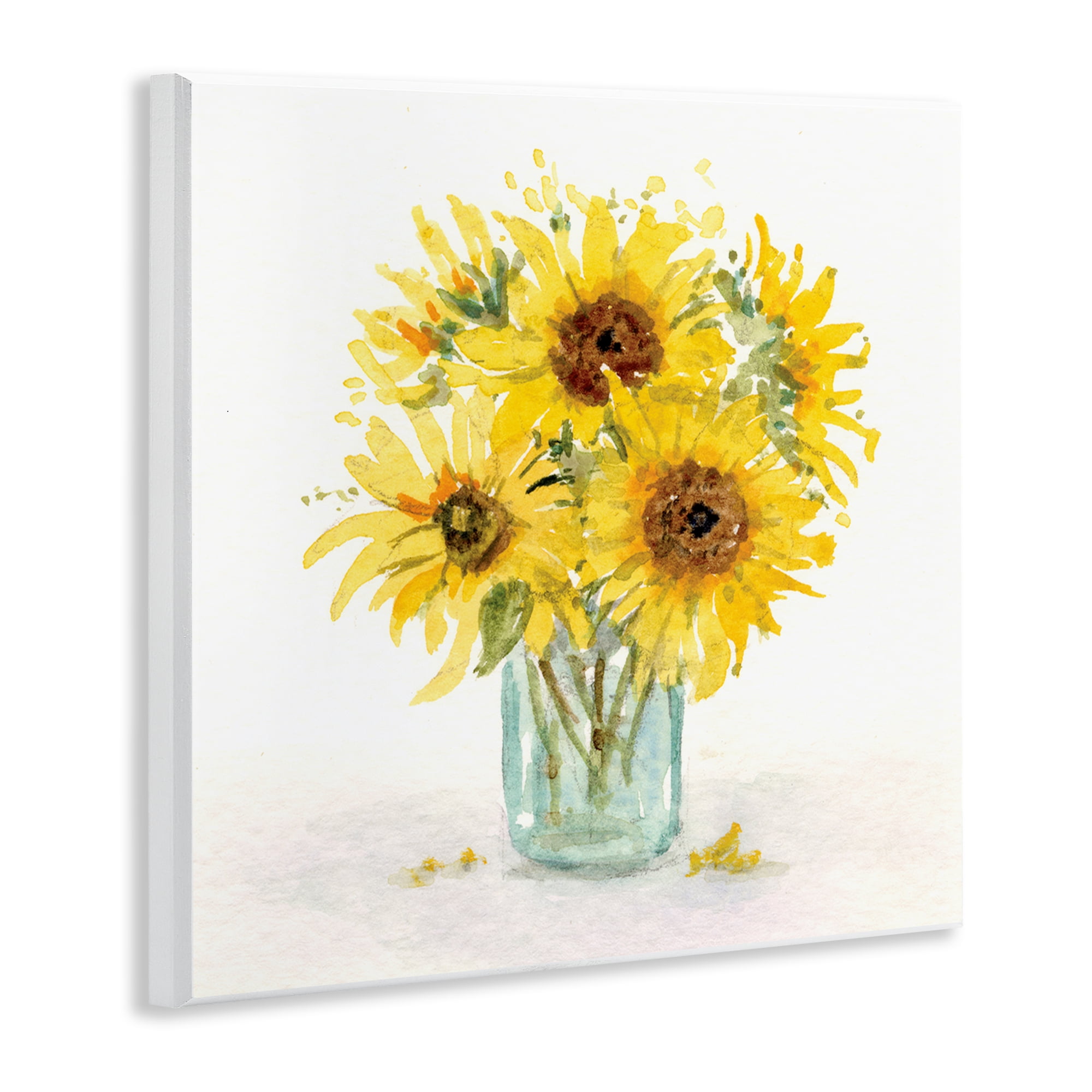 Stupell Industries Soft Sunflower Jar Plants & Flowers Painting Unframed Art Print Wall Art, 12 x 12