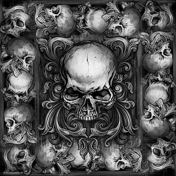 Hot Leathers BAB1093 Over Shoulder Skulls Bandana 21X21