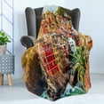 thumbnail image 4 of Italy Soft Flannel Fleece Throw Blanket, Riomaggiore at Sunset Cinque Terre National Park Cliff and Coast Scenic Panorama, Cozy Plush for Indoor and Outdoor Use, 60" x 80", Multicolor, by Ambesonne, 4 of 5