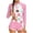 Pink, variant on 8-15 Years Kids Teen Girls Summer 2-Piece UPF 50+ Long Sleeve Rash Guard Set Cute Print Quick Dry Surfing Swimsuit with Boyshorts