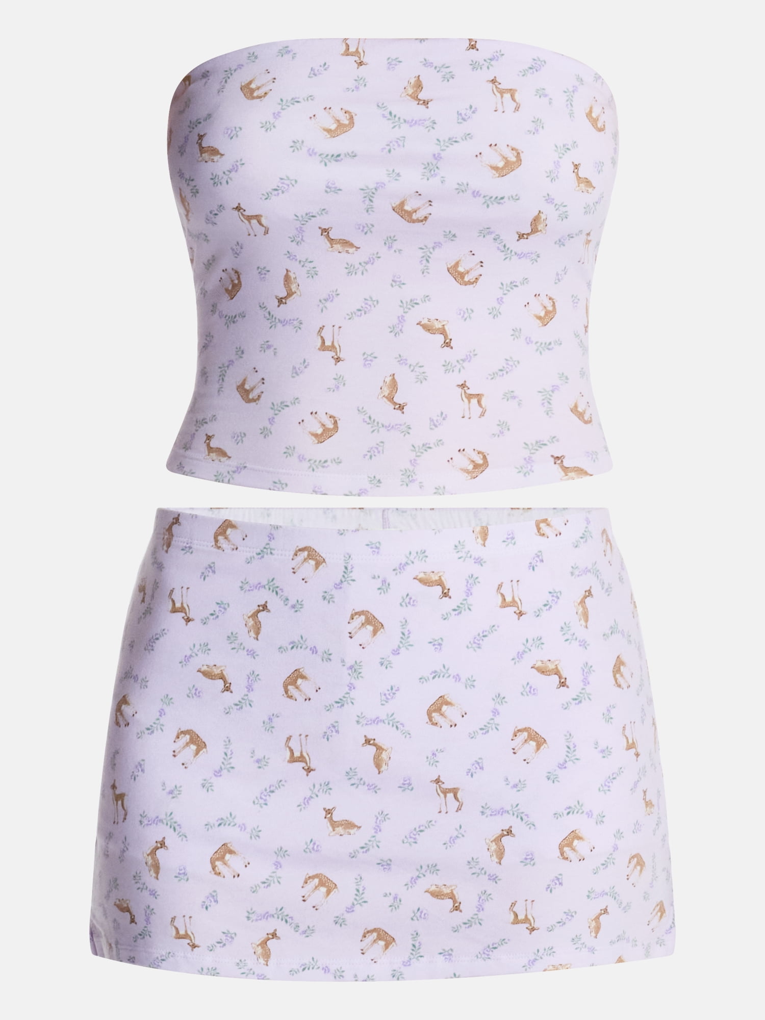 No Boundaries Sleepwear Tube Top and Skort Set from our Cloud Core Collection, 2 Piece, Women’s and Women’s Plus XXS-3X