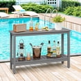 thumbnail image 6 of BuySphere Patio Console Table, Outdoor Solid Wood Side Table Multifunctional Buffet Bar Storage Organizer with Foot Sliders, 48in 2-Shelf,Grey, 6 of 31