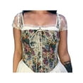 thumbnail image 6 of Douhoow Retro Corsetier Women Jacquard Bandage Camisole Flounce Suspender Lace-up Tops, 6 of 8