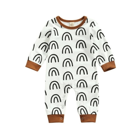 

Canis Baby Boy Girls Rainbow Romper Toddler Pullover Jumpsuits Overall Cotton Playsuit