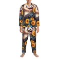 thumbnail image 3 of Sikiie Elegant Cute Panda Sunflower Mens Pajama Set, Soft Warm Long Sleeve Sleepwear, Cozy Button-Down Pjs for Men-Small, 3 of 7