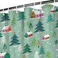 thumbnail image 3 of Light Green Christmas Village Pattern Shower Curtain 84"x72" ,Bathroom Decorative Shower Curtains Set with 12 Hooks,Modern Waterproof Washable Shower Curtain, 3 of 6