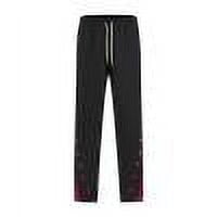 Mans Casual Pants Solid Color Drawstring Pockets Straight Sweatpants Black