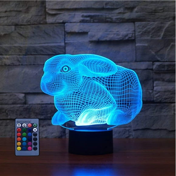 Creative 3d Rabbit Night Light Usb Powered Touch Switch Remote Control