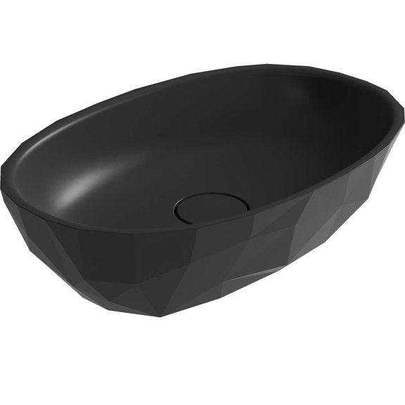 Dax Arte Solid Surface Oval Vessel Basin Black Matt - (18" X 12")