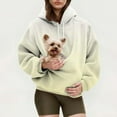 thumbnail image 2 of NMMUED Pet Carrier Hoodie Oversized Hoodie Cat Hoodie with Pouch Loose Sweatshirts for Women Hoodie with Dog Pouch Plain Hoodies for Women Sweatshirt with Cat Pouch Beige L, 2 of 7