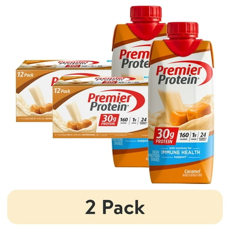 (2 pack) Premier Protein Shake, Caramel, 30g Protein, 11 fl oz, 12 Ct