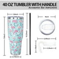 thumbnail image 6 of Flamingo 40 Oz Tumbler with Handle and Straw,Cute Tropical Leaves Large Stainless Steel Vacuum Insulated Tumbler Iced Coffee Cup Water Bottle Travel Mug,Flamingo Gifts for Women Decor Stuff Green Blue, 6 of 6