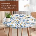 thumbnail image 5 of Round Tablecloth Blue Yellow Florl Print Elastic Edge Fitted Rustic Wild Flowers Pattern Plastic Table Cover,Waterproof Oil Proof for Dinner,Outdoor, Picnic, 45"- 54" DIA Tables, 5 of 8
