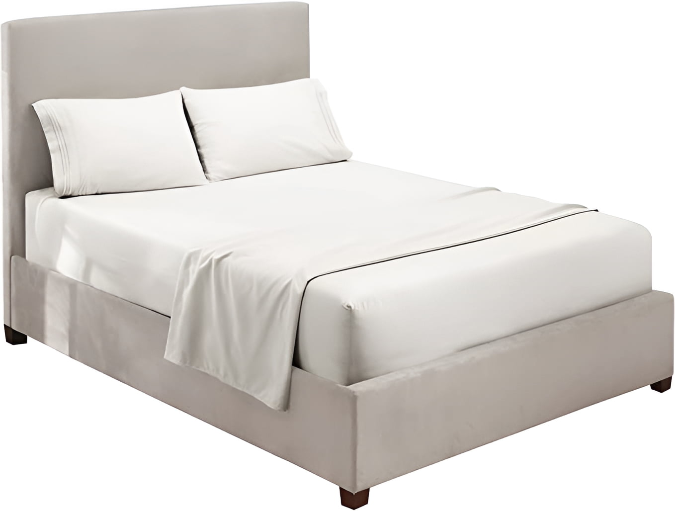 Clara Clark Premier 1800 Microfiber Collection 3-Line Bed Sheet Set, Full Size, White