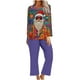 thumbnail image 1 of Puntoco Conjunto de pijama cómodo para mujer, conjunto de pijama con parte superior y pantalones casuales con estampado navideño para mujer, 1 of 3