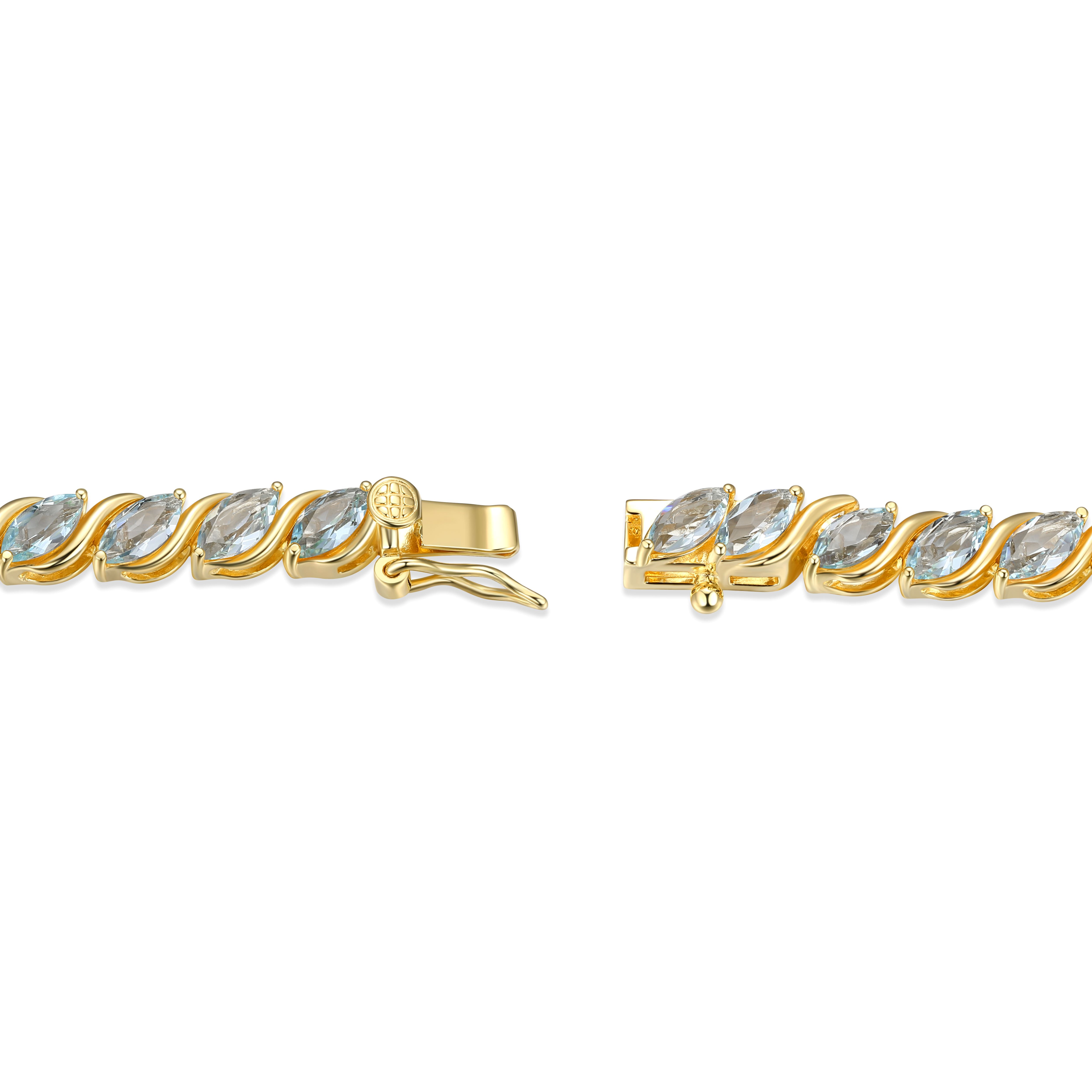 Forever Facets 18K Gold over Sterling Silver Genuine Blue Topaz Tennis Bracelet