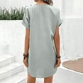 thumbnail image 4 of IDALL Summer Dresses,Casual Dresses Women's Spring And Autumn V Neck Solid Color Pullover Casual Button Dress Petite Dresses,Modest Dresses,Womens Dresses Gray Dress XL, 4 of 5