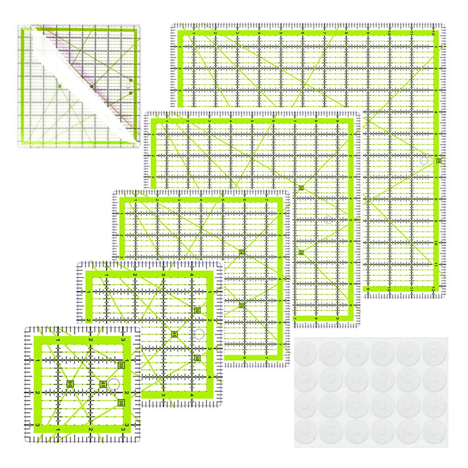 6Pcs Clear Acrylic Sewing Ruler Quilting Patchwork Templates Ruler for Fabric Cutting Sewing Measuring Dressmaking Craft