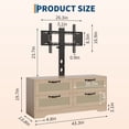 thumbnail image 4 of Centro de entretenimiento farmhouse para TV hasta 70'' – Mueble de madera con 4 cajones y puertas de ratán – Soporte ajustable – Almacenaje moderno – Color natural (log) –Ideal para salón o dormitorio, 4 of 8