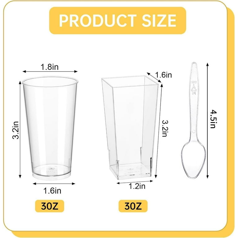 Uiifan 300 Pcs 3 Oz Clear Plastic Dessert Cups – Tall Round Disposable Parfait, Shooter Cups For Pudding, Ice Cream, Parties