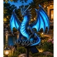 thumbnail image 7 of Outdoor Solar LED Dragon Statue Lamp, Translucent Luminous Blue Wing Gothic Dragon Ground Stake, Resin Yard Decor for Halloween Fall Party Lawn Garden Walkway Graveyard Arrangement, 7 of 7