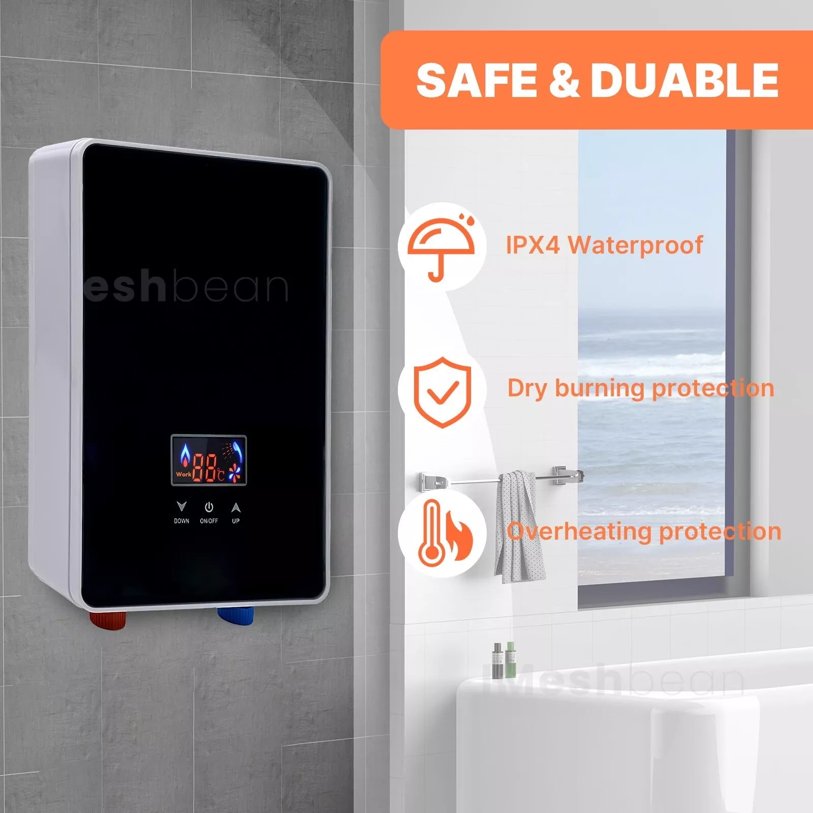 iMeshbean 6500W 220V Tankless Electric Hot Water Heater Instant Boiler On Demand Whole House US