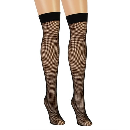 Womens Black Fishnet Thigh Hi Stockings Backseam Thigh ...