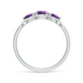 thumbnail image 2 of ANGARA Natural Floating Three Stone Amethyst Ring with Diamond Halo in 14K White Gold for Women (Size-5mm) | February Birthstone, Birthday, Anniversary, Jewelry Gift for Women | Natural Amethyst Ring, 2 of 9