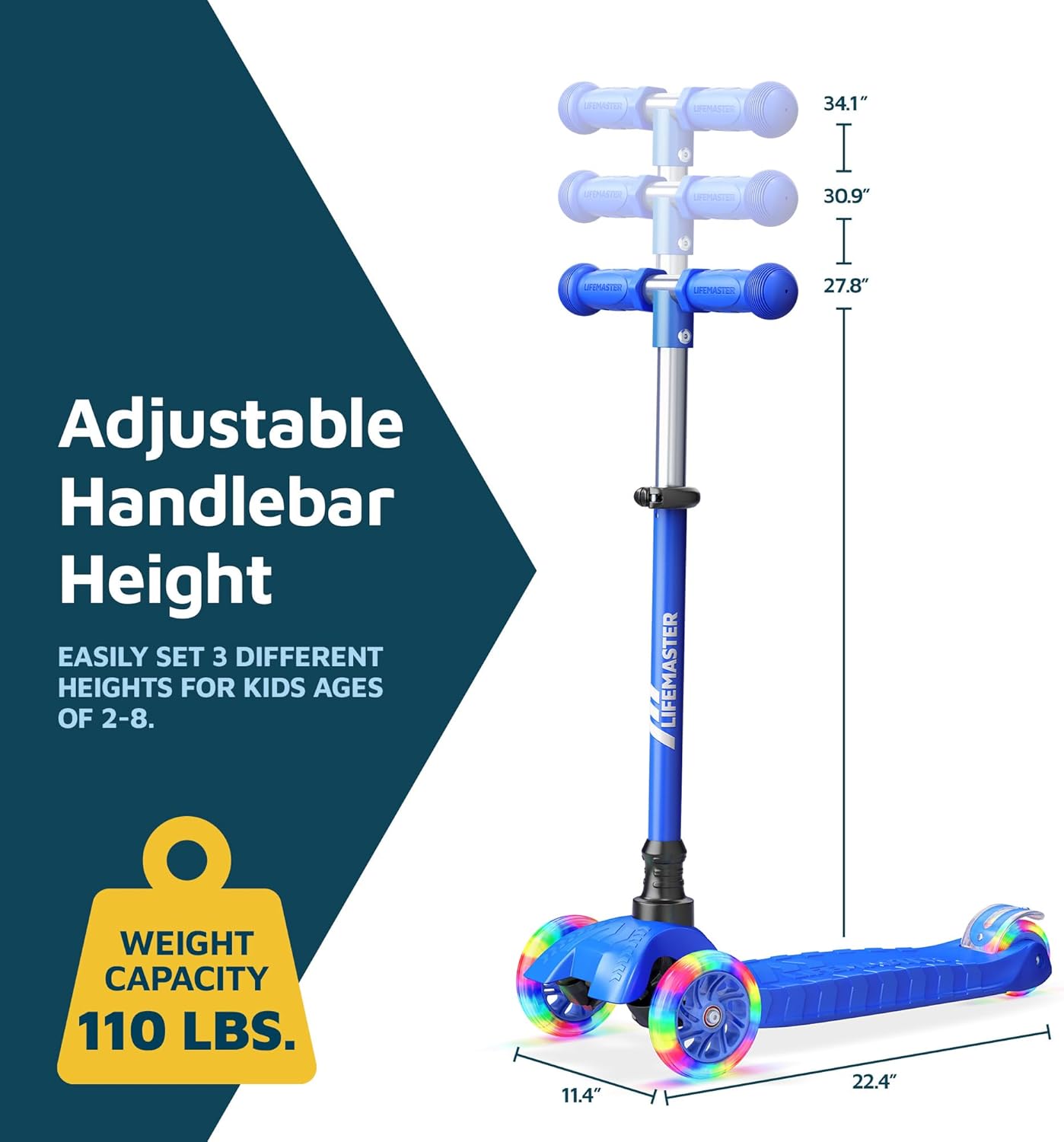 Lifemaster Mini 3-Wheel Kids Scooter with LED Wheel Lights photo 6