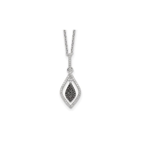 1/5 Carat (Ctw) Black & White Diamond Drop Pendant Necklace in Sterling Silver with Chain for Women