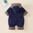 thumbnail image 4 of asjyhkr Fleece Hooded Rompers for Boys Girls Comfy Puffer Thick Warm Coat Fall Winter Soft Casual Jumpsuit for Kids(18-24 Months,Navy), 4 of 8