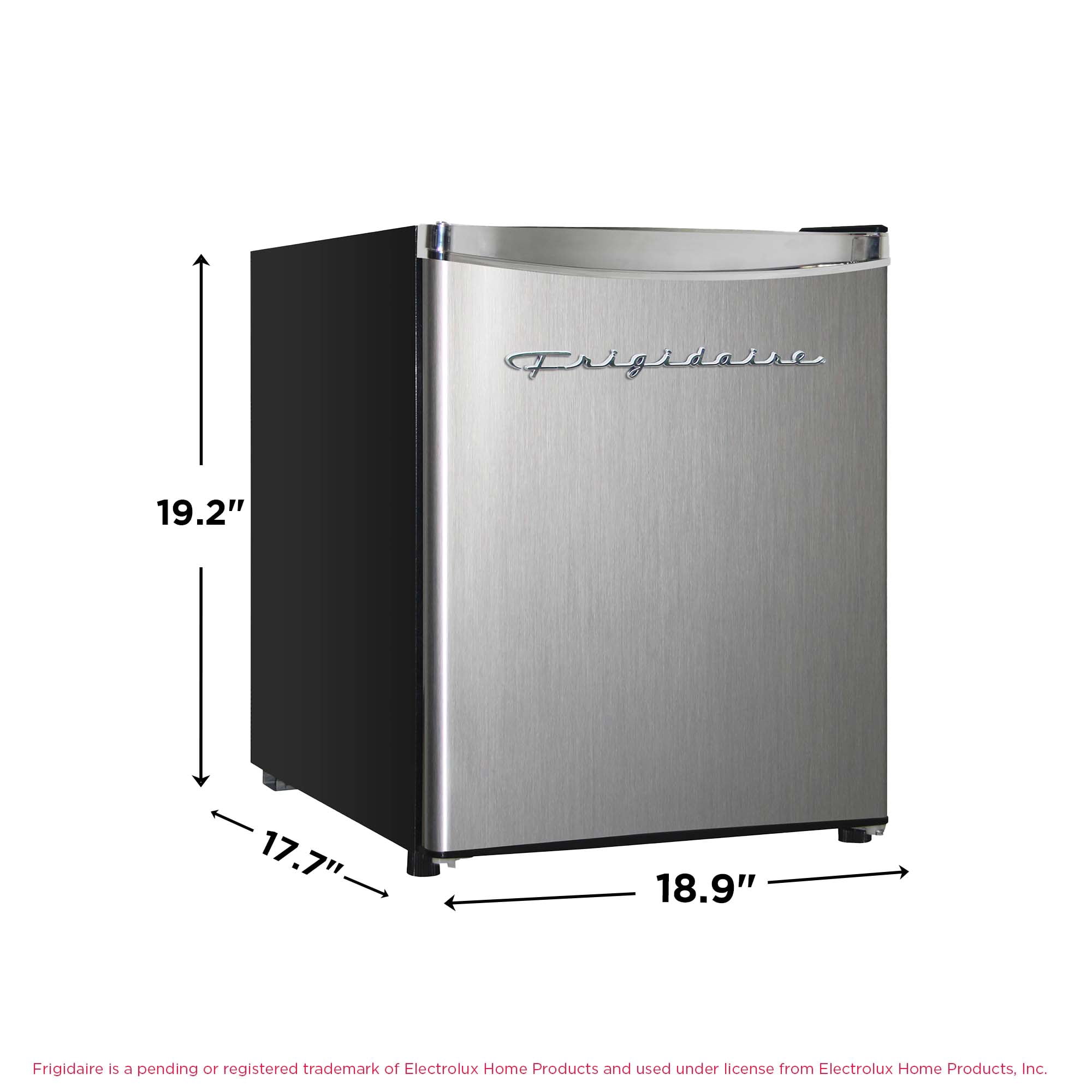 Frigidaire 1.6 Cu Ft Retro Compact Refrigerator, Platinum Mini Fridge with Chrome Trim for Bedroom, Dorm, Office, Apartment