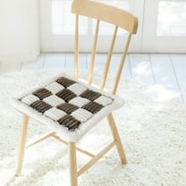 Cinvoph 20"x20" Plaid Chair Cushions for Dining Chairs, Soft Velvet Cotton Chair Pads Non-Slip Thickened Seat Cushion, Kitchen Seat Cushions with Ties, Washable Seat Pad, Black