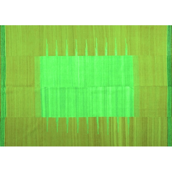 Ahgly Company Indoor Rectangle Abstract Green Contemporary Area Rugs, 2' x 3'
