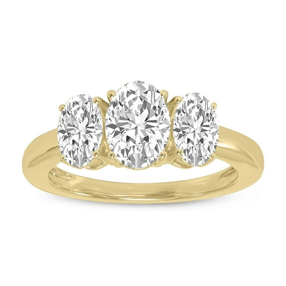 SZUL Women's 1.50 CTW Three Stone Oval Shape Lab Grown Diamond Ring in 14K Yellow Gold