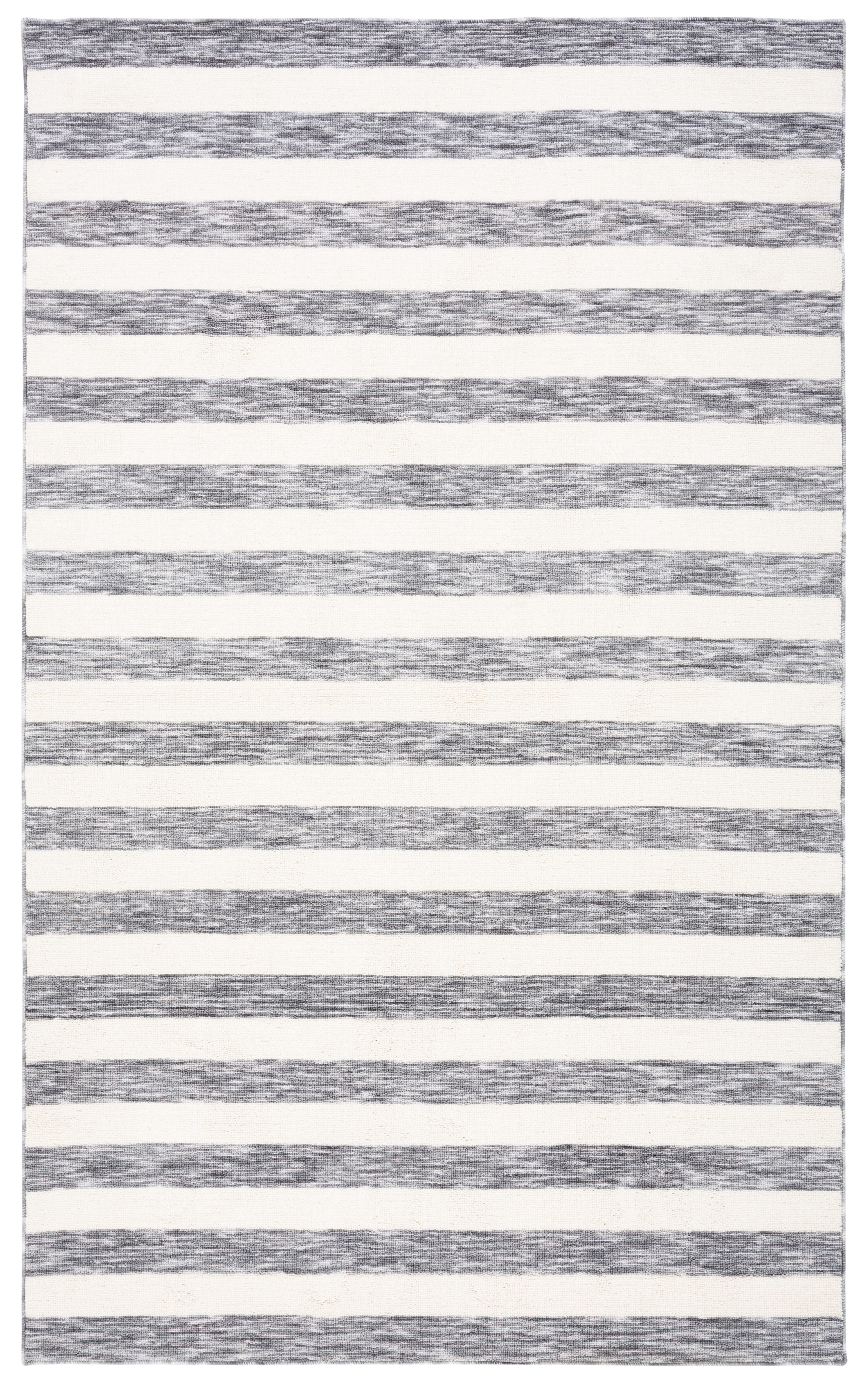 Safavieh Easy Care Fergal Striped Polyester Machine Washable Area Rug, Dark Gray/Ivory, 4' x 6'