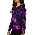 thumbnail image 4 of LNZGNM Halloween Womens Scrub Jacket Long Sleeve Button Front Festive Print Lightweight Layering Comfortable Work Uniform Comfort,Purple(M), 4 of 6